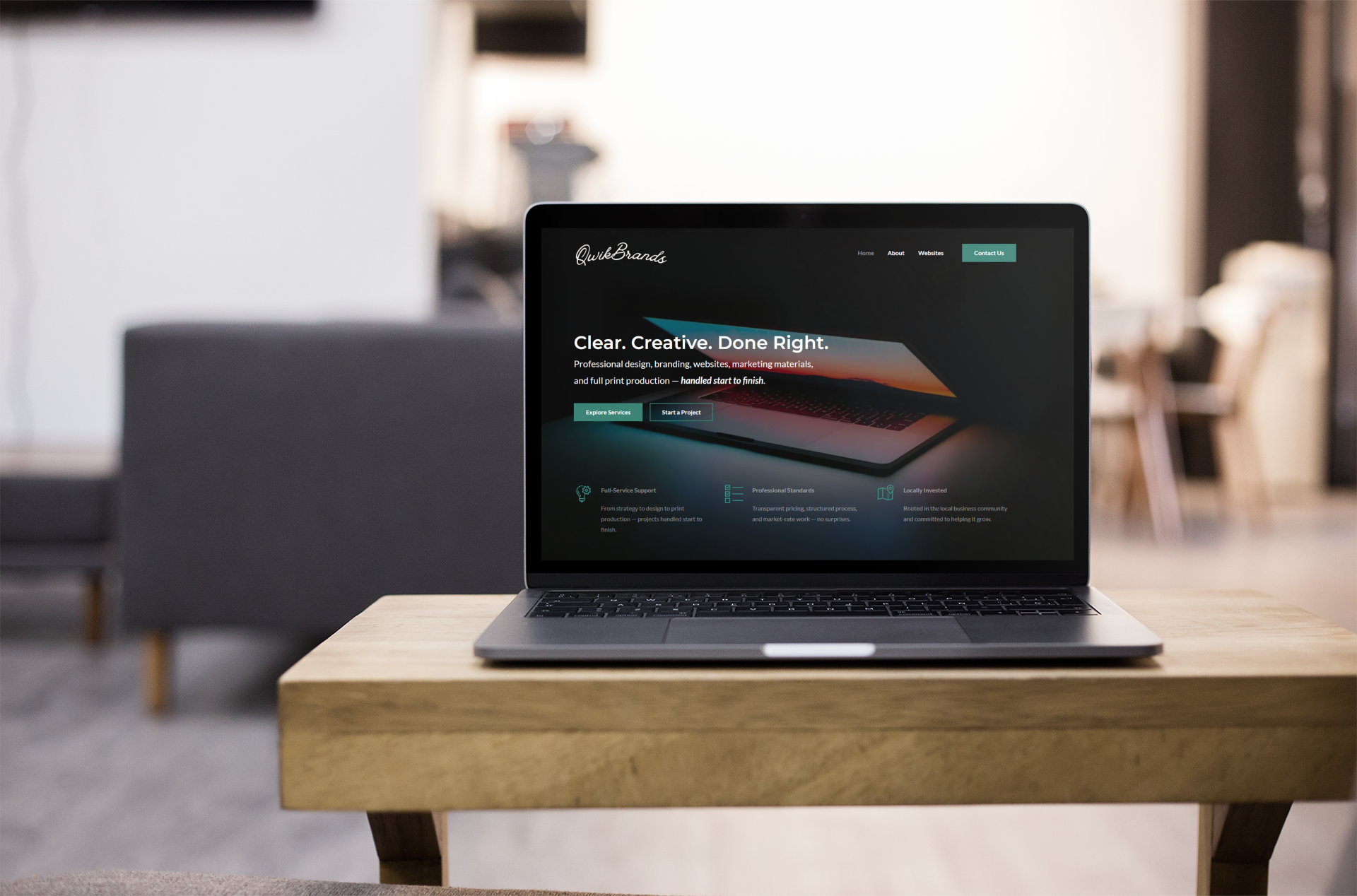 qwikbrands website mockup and link